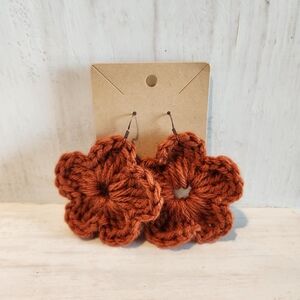 Rust Floral Crochet Earrings